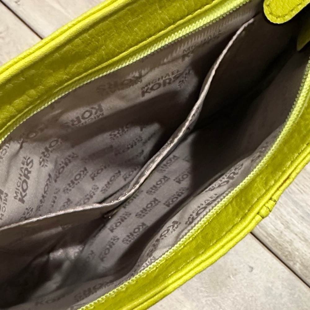 Michael Kors Leather Bright Neon Yellow Green Crossbody Bag - Picture 13 of 15